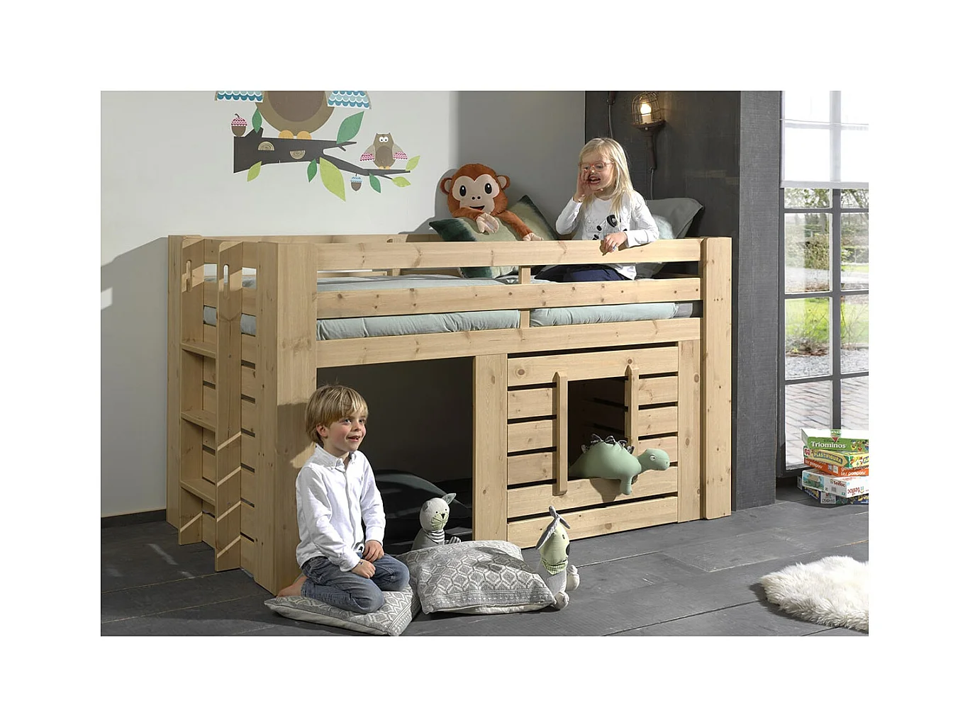 NANA - Lit Surélevé Cabane 90x200cm en Pin Massif