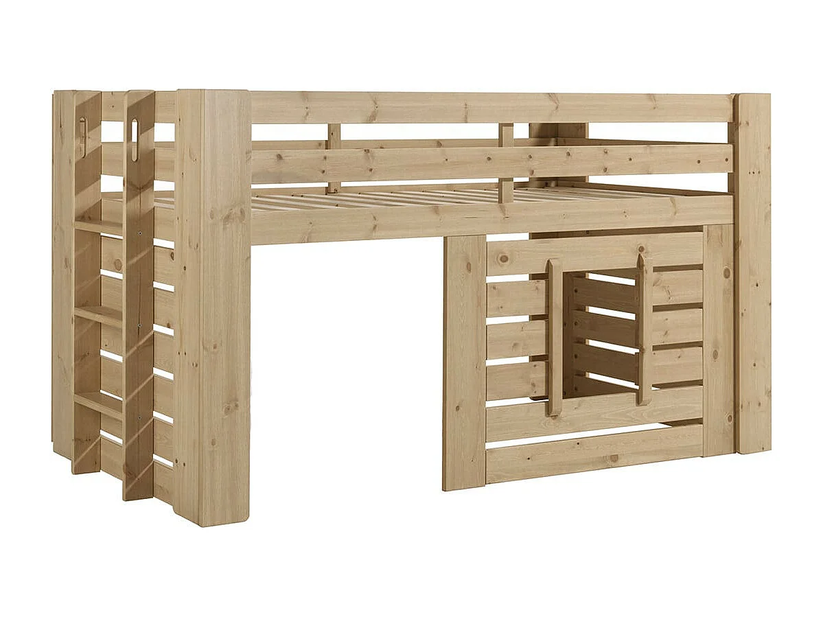 NANA - Lit Surélevé Cabane 90x200cm en Pin Massif