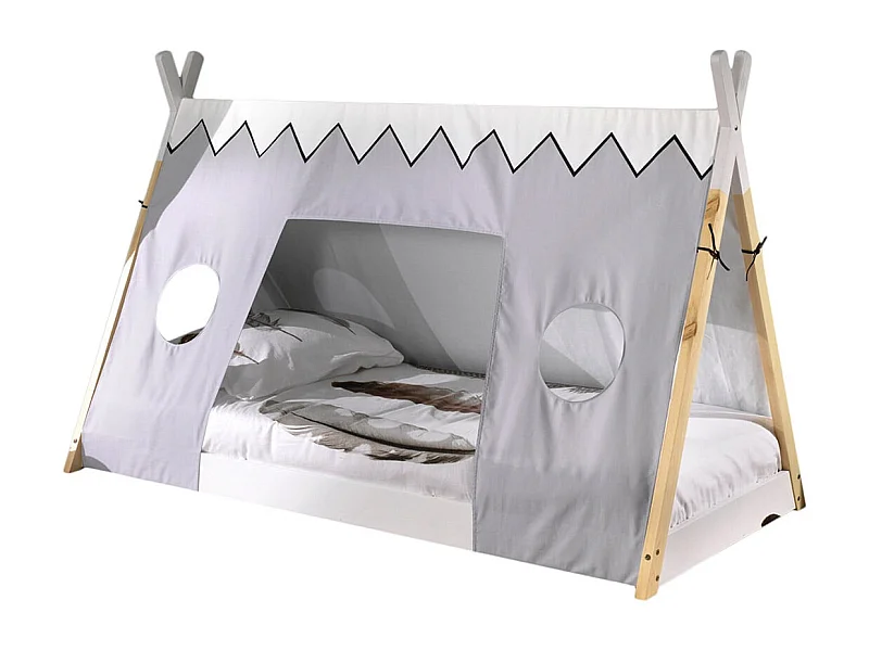 FLITT - Lit au Sol 90x200cm Forme Tipi avec Toile