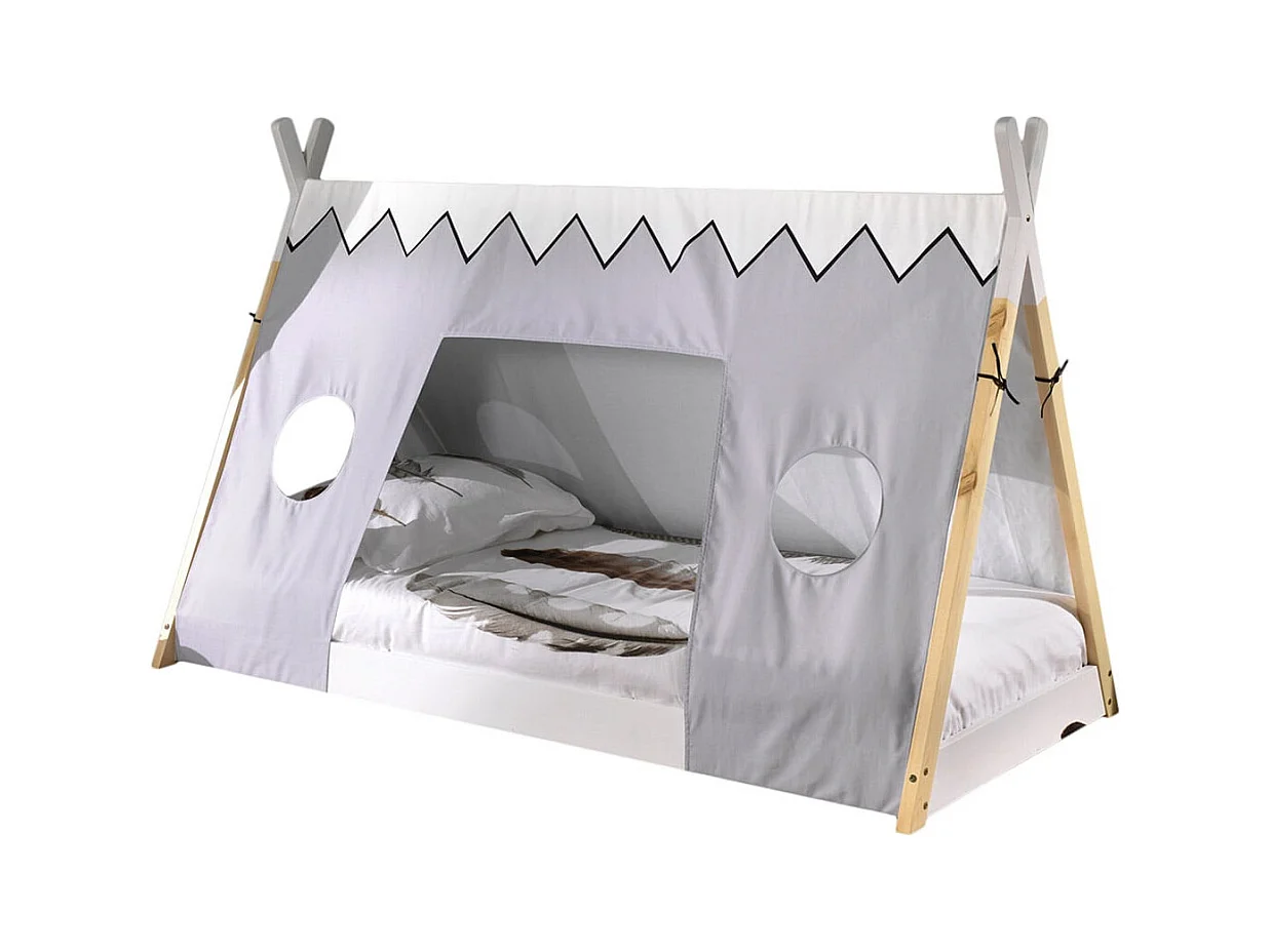 FLITT - Lit au Sol 90x200cm Forme Tipi avec Toile