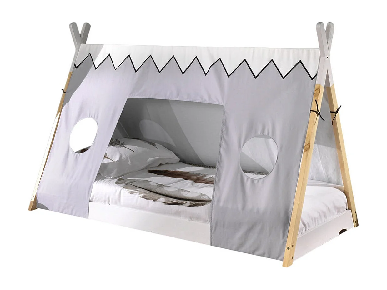 FLITT - Lit au Sol 90x200cm Forme Tipi avec Toile