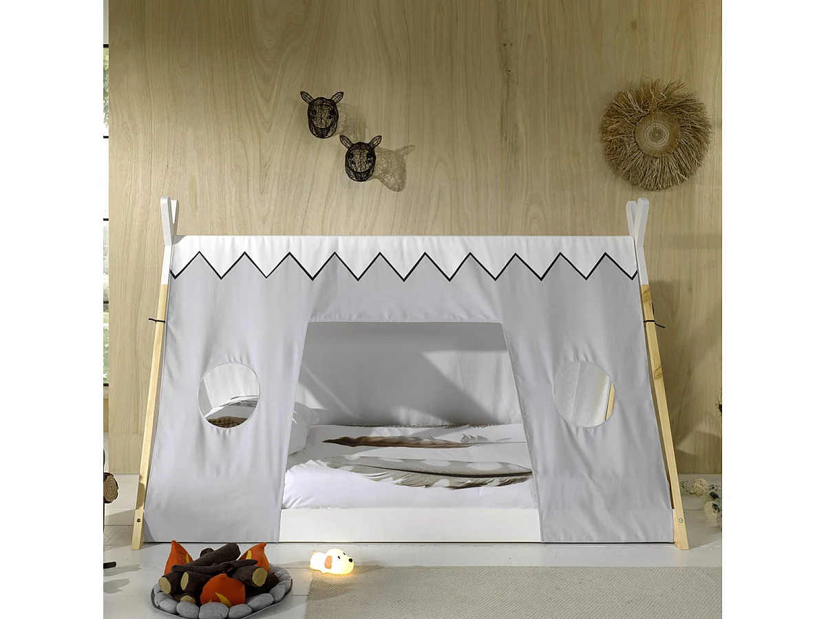 FLITT - Lit au Sol 90x200cm Forme Tipi avec Toile