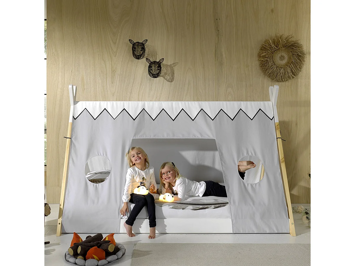 FLITT - Lit au Sol 90x200cm Forme Tipi avec Toile