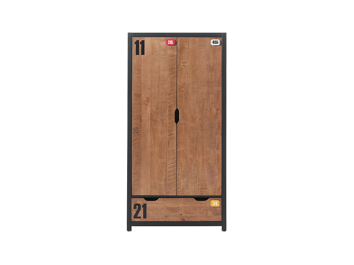 TCHAD - Chambre 90x200cm avec Sommier + Armoire 2 Portes