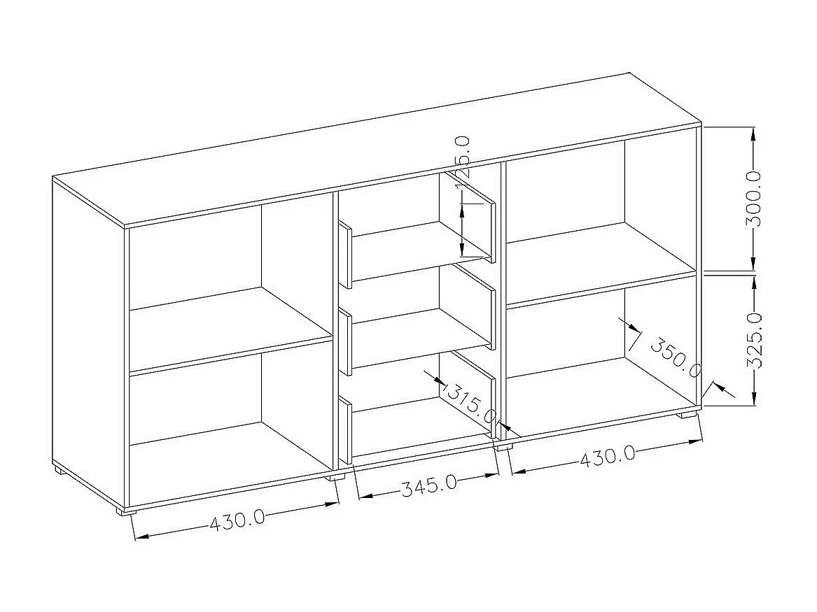Buffet CONNOR kleur wit, 132 x 69 x 39 cm