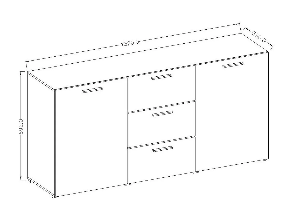 Buffet CONNOR kleur wit, 132 x 69 x 39 cm