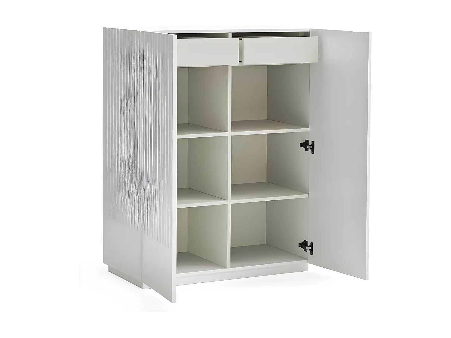 Meuble d'entrée 2 portes 2 tiroirs Blanc - TEULAT DORIC