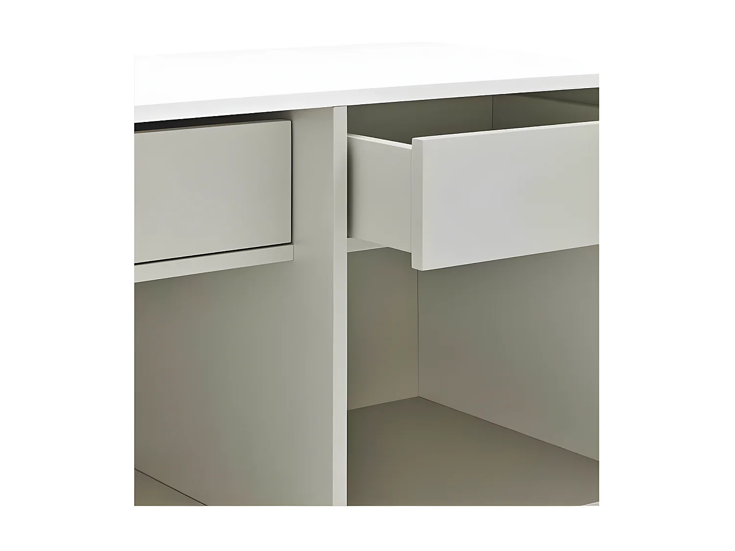 Meuble d'entrée 2 portes 2 tiroirs Blanc - TEULAT DORIC