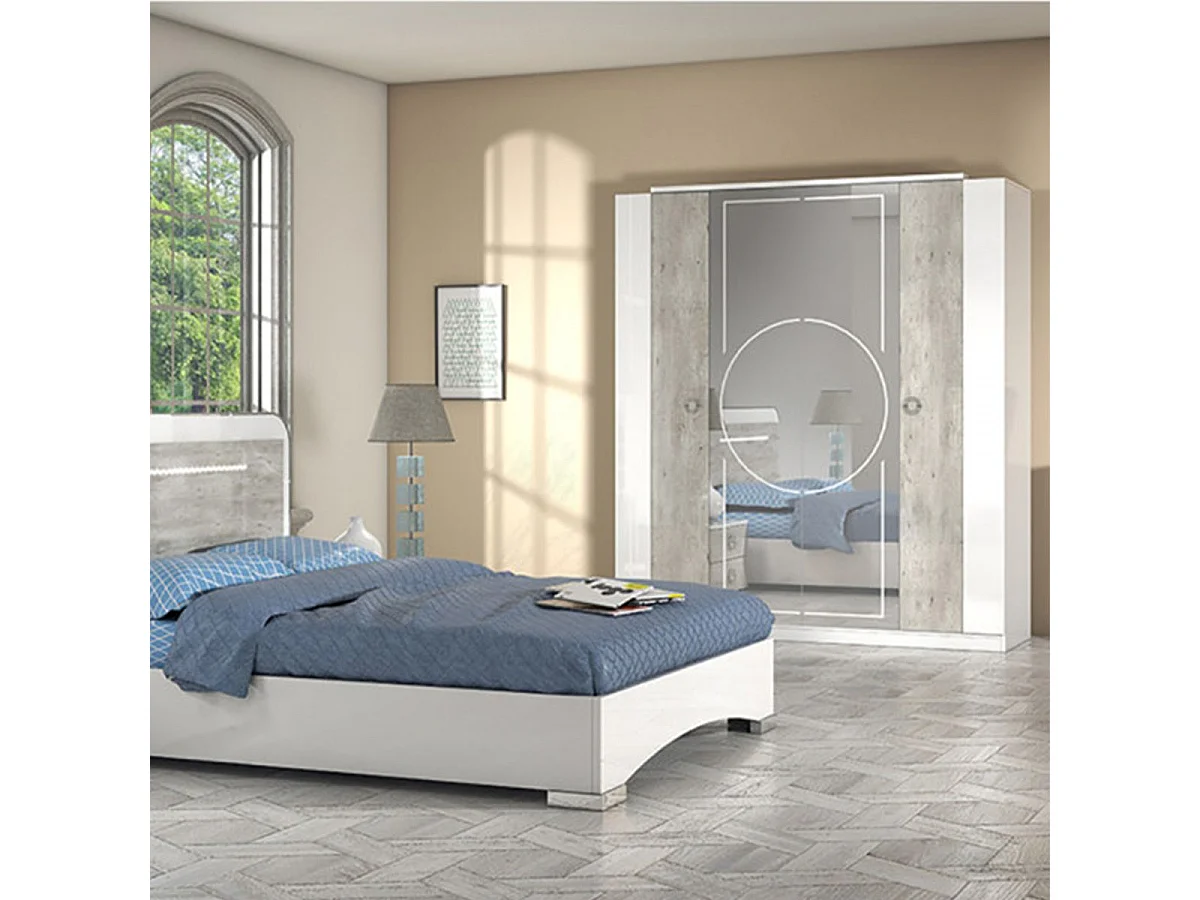 GOYA - Armoire 4 Portes avec Miroir Central