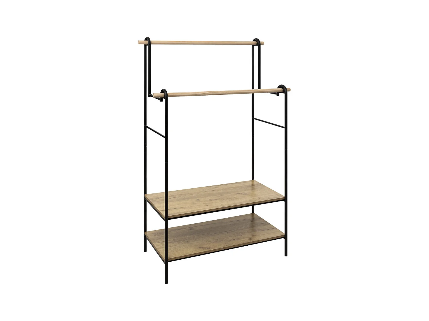 Penderie Portant à vêtements double avec 2 étagères H 164 cm