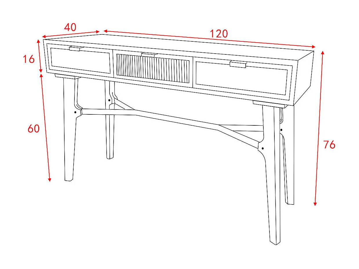 Console noire sapin et fer - Amadeus