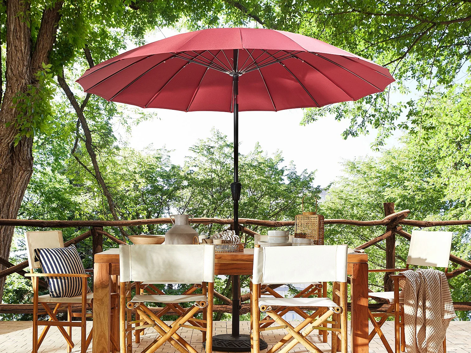 Parasol de jardin 255 cm BAIA Rouge foncé