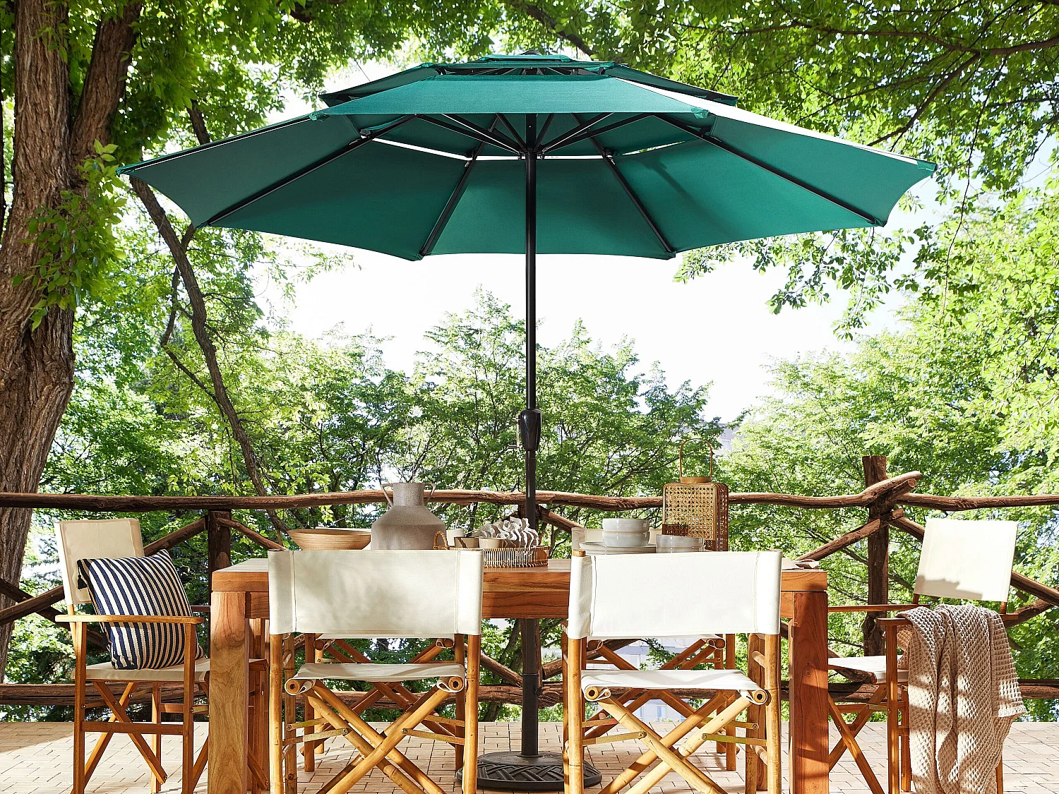 Parasol de jardin 285 cm BIBIONE Vert émeraude