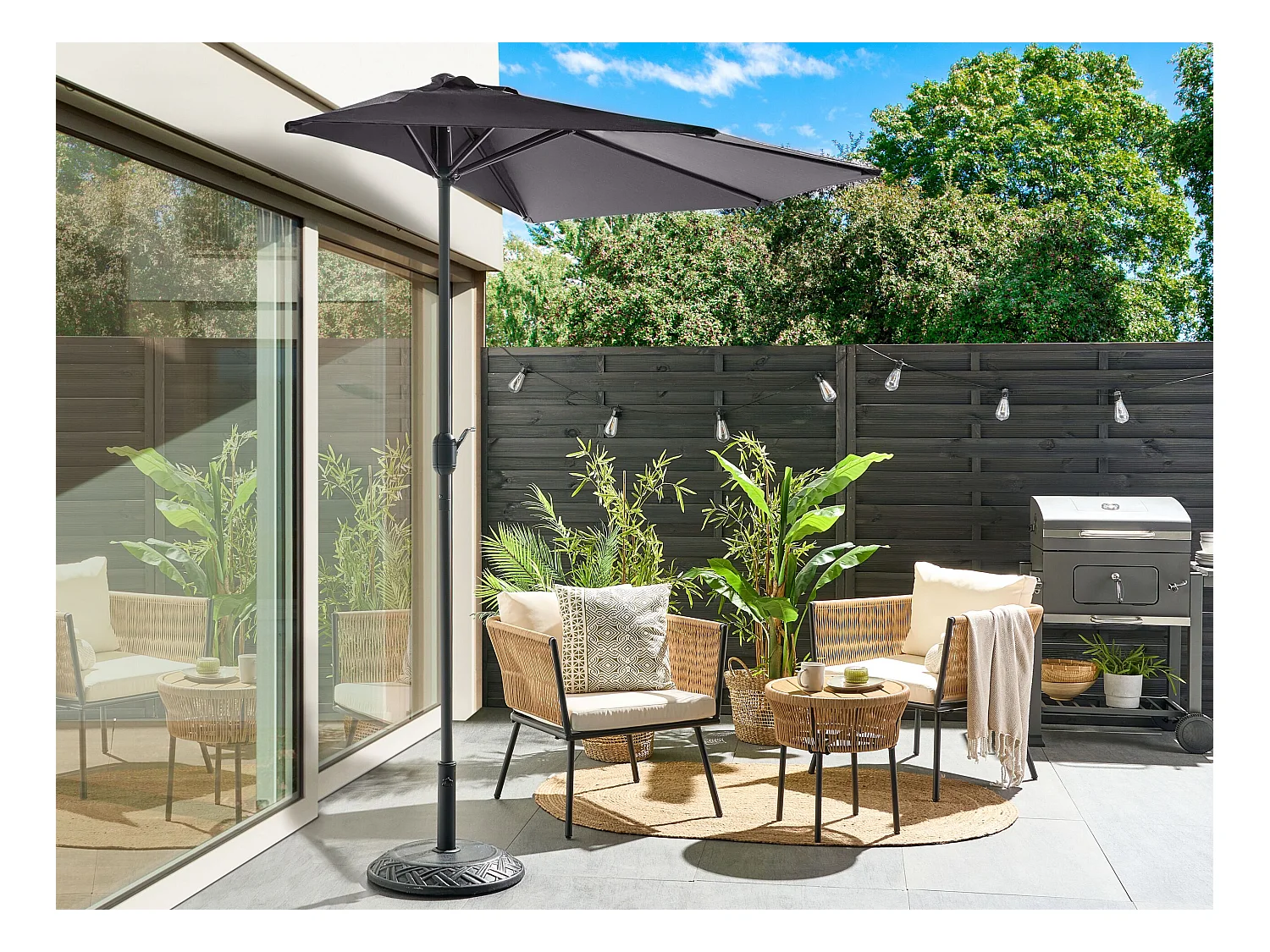 Parasol demi-rond 270 cm GALATI Gris