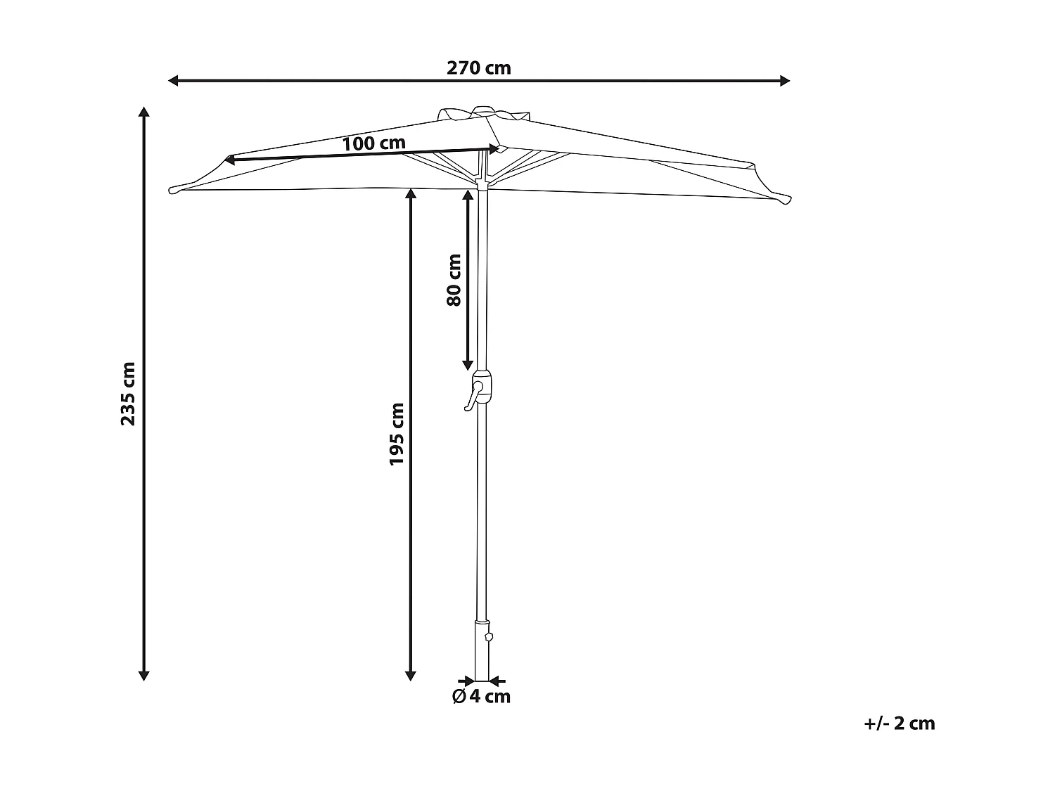 Ombrellone Semicircolare 270 cm GALATI Grigio