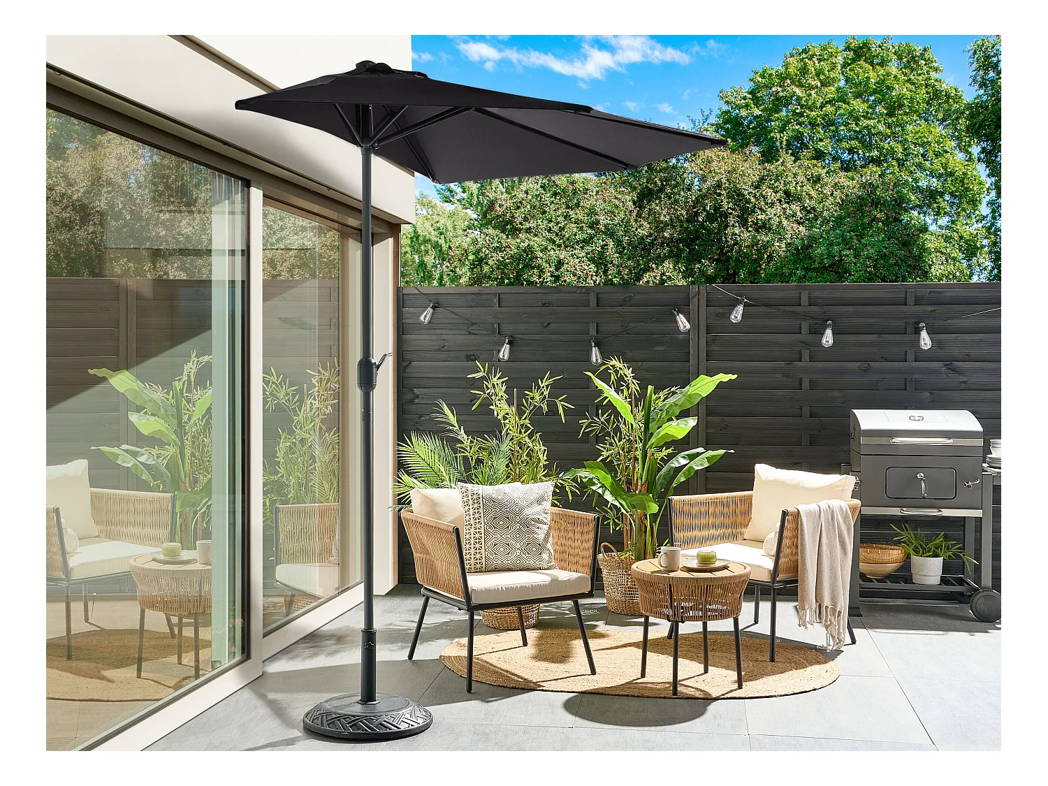 Halfronde parasol 270 cm GALATI Zwart