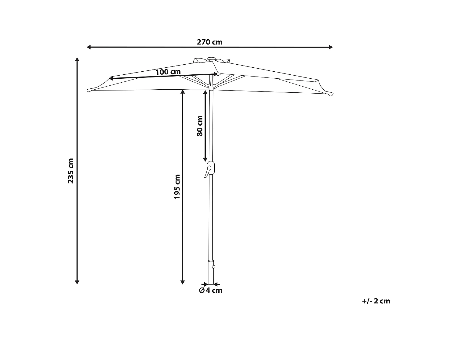 Halfronde parasol 270 cm GALATI Zwart