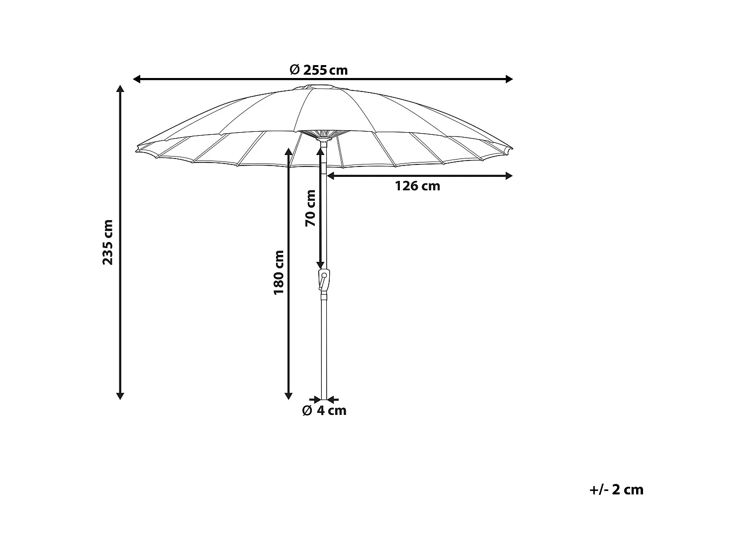 Parasol 255 cm BAIA Lichtgrijs