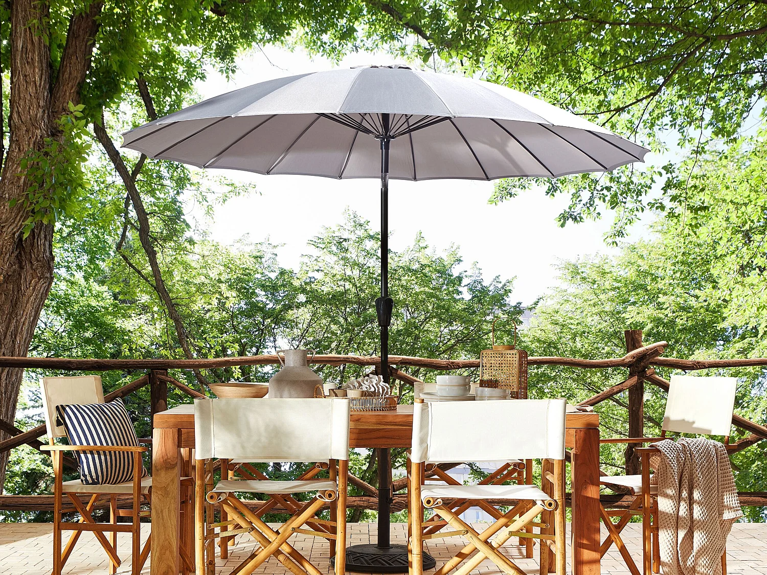 Parasol de jardin 255 cm BAIA Gris clair