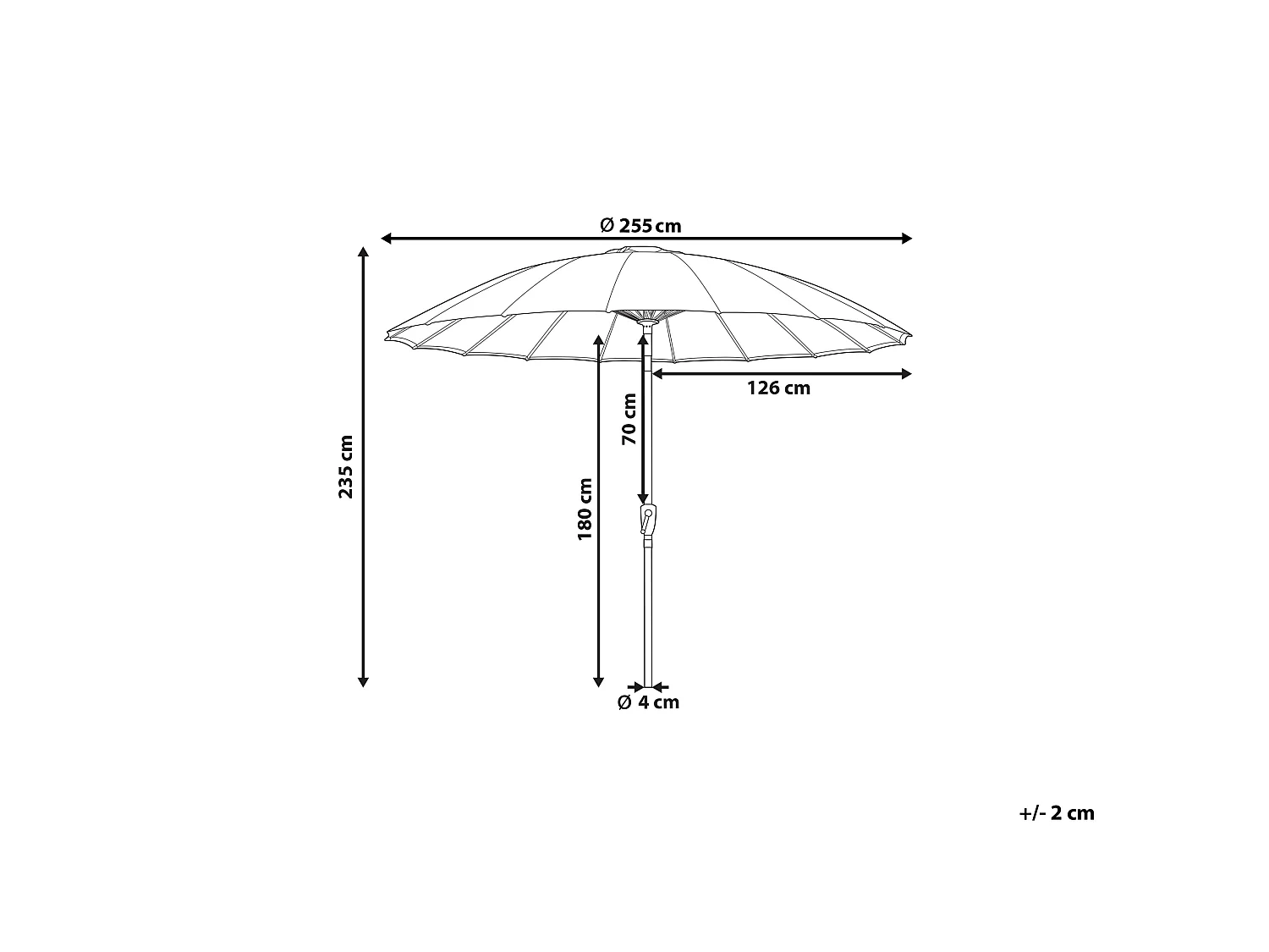 Parasol 255 cm BAIA Gris clair