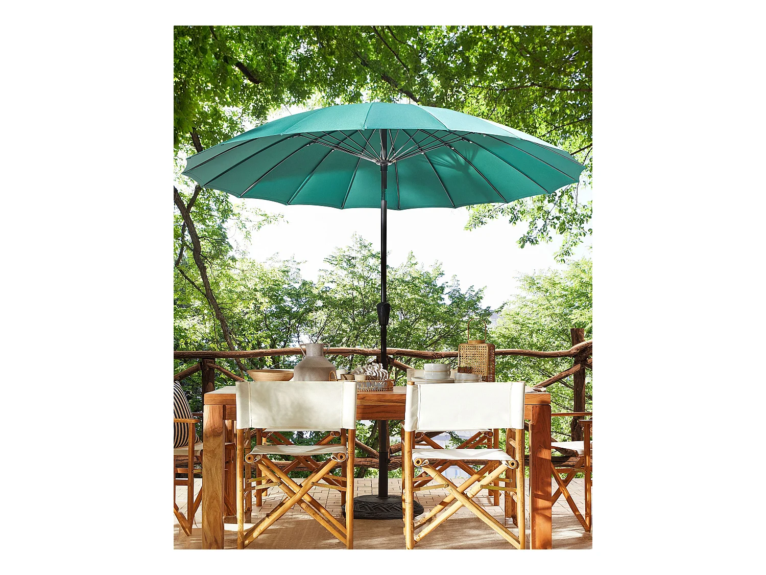 Sonnenschirm grün rund ⌀ 255 cm verstellbar mit Kurbel Aluminumgestell Baia