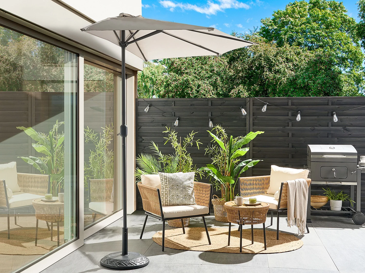 Parasol demi-rond 270 cm GALATI Beige