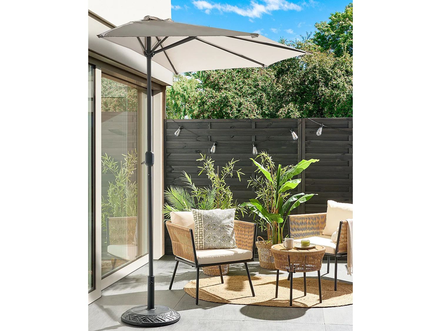 Parasol demi-rond 270 cm GALATI Beige