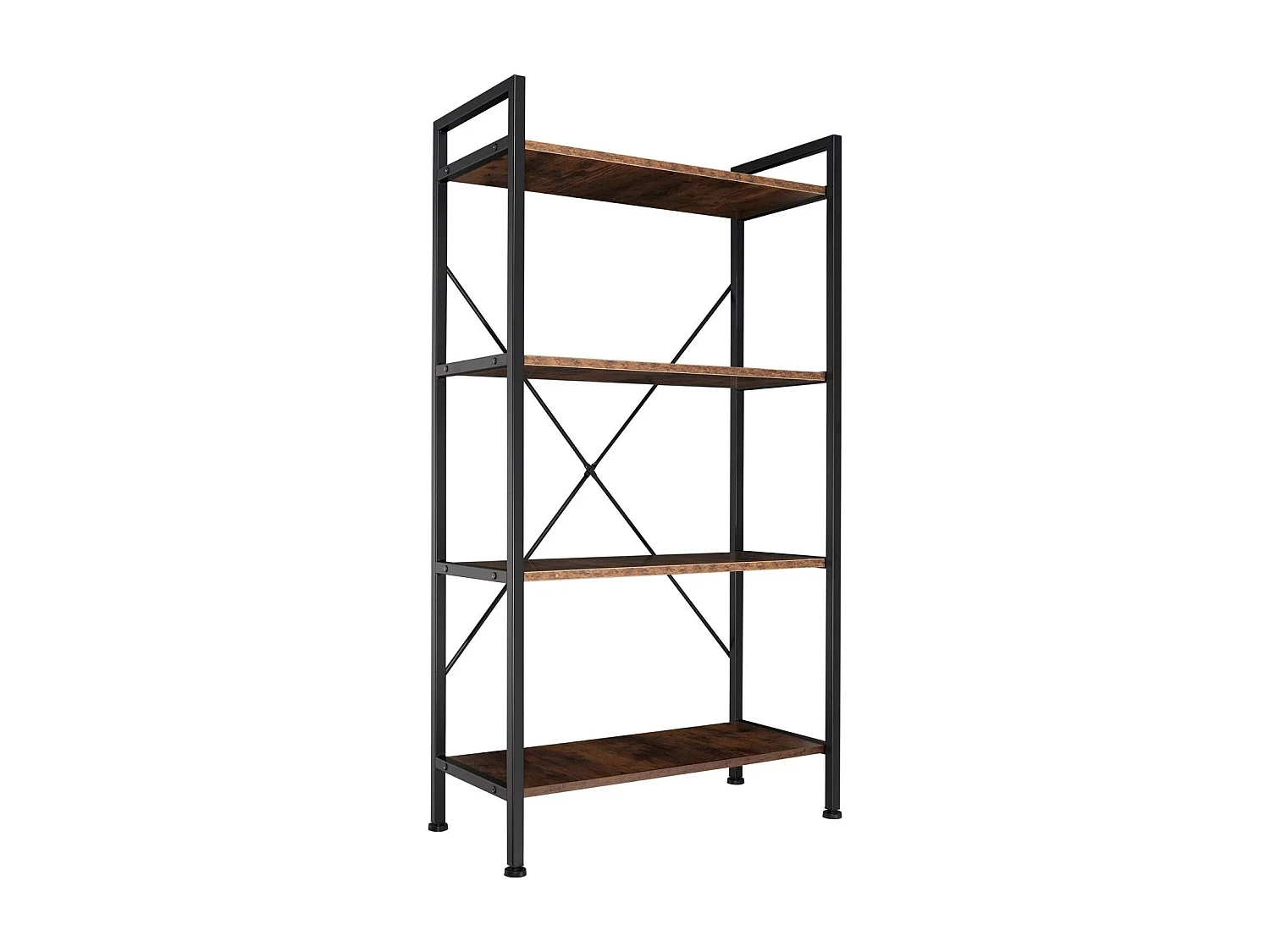 Libreria grande stile industriale/vintage 4 livelli 1215 cm marrone 08_0000278