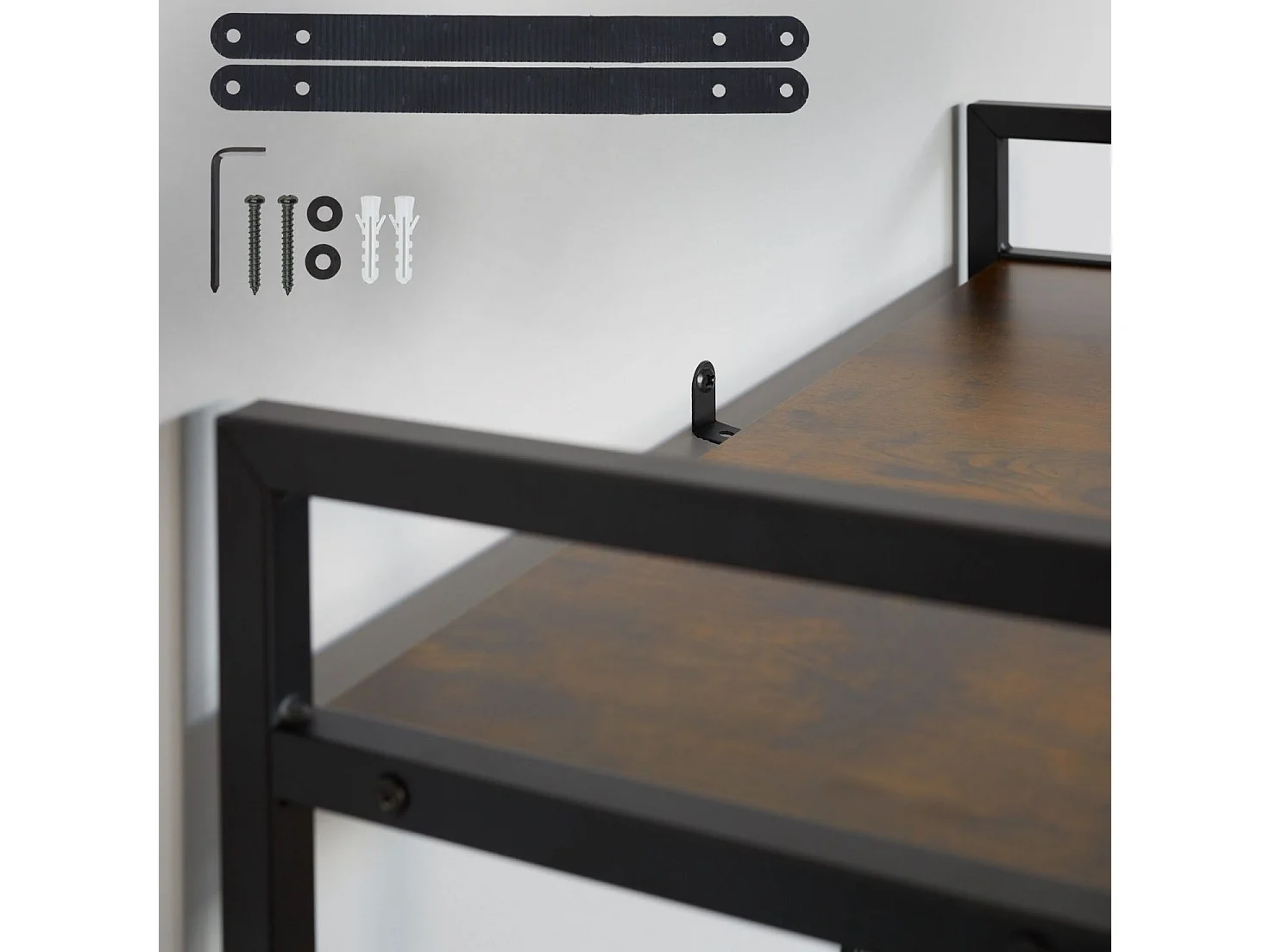 Libreria grande stile industriale/vintage 4 livelli 1215 cm marrone 08_0000278