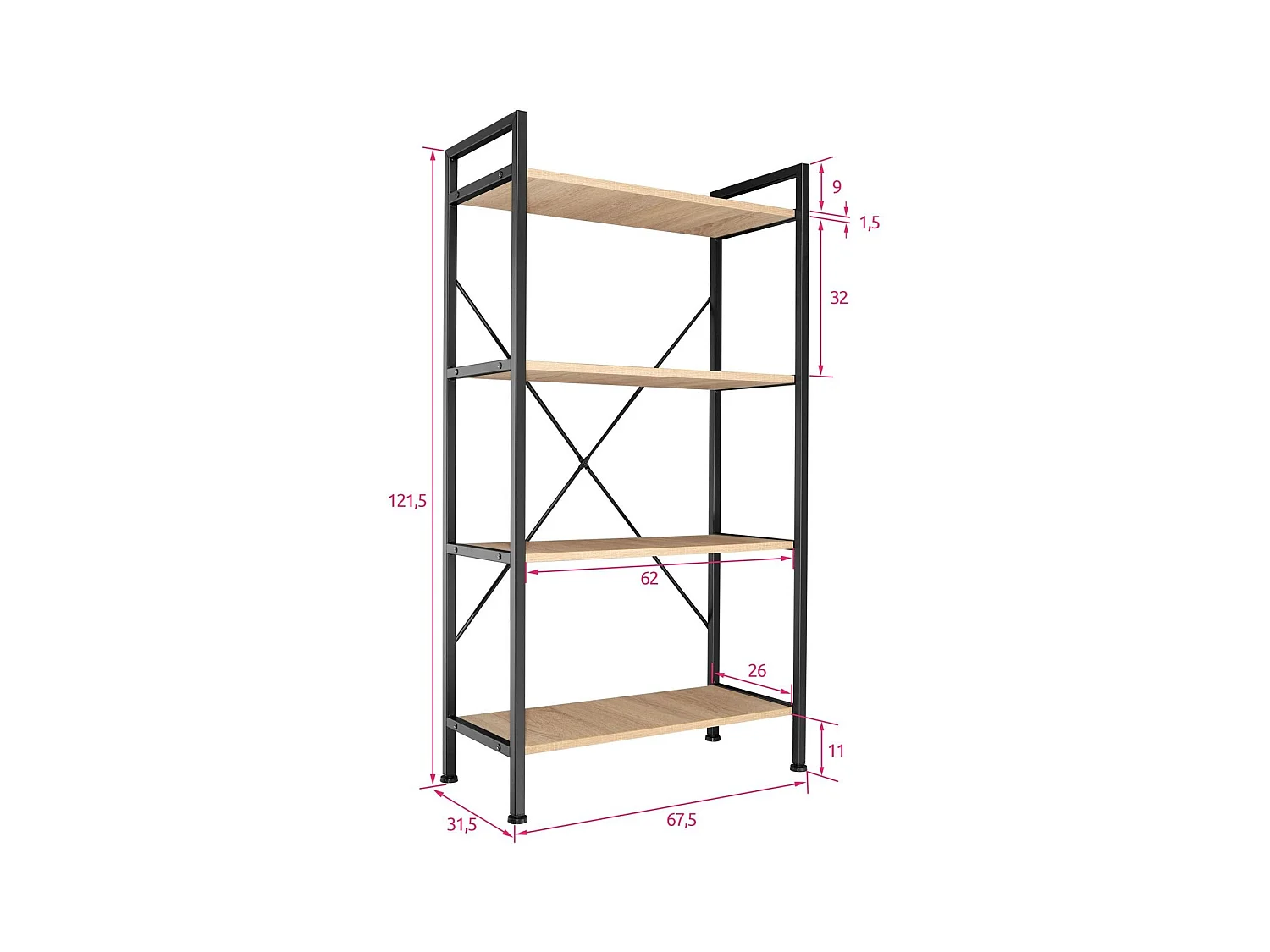 Grande étagère bibliothèque au beige 67.5 x 31.5 x 121.5 cm 08_0000279