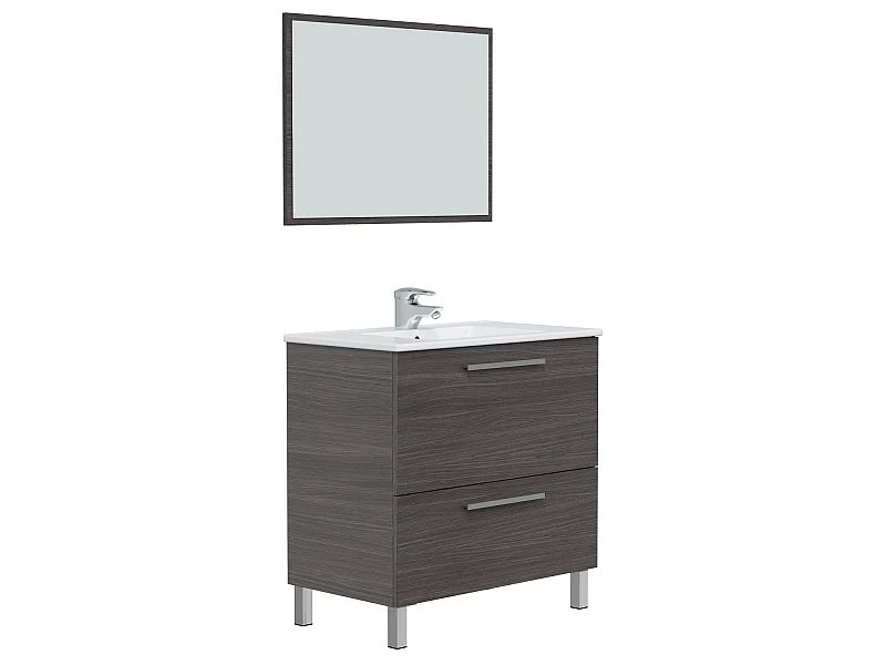 Mueble de baño Luis 1 cajón 1 puerta con espejo, sin lavabo, Color Gris ceniza