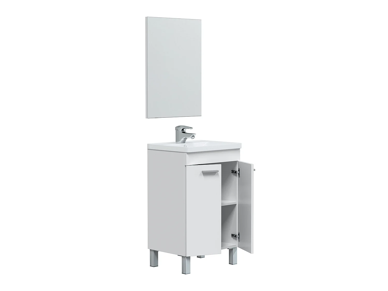 Mueble de baño Levis 2 puertas con espejo, sin lavabo, Color Blanco brillo