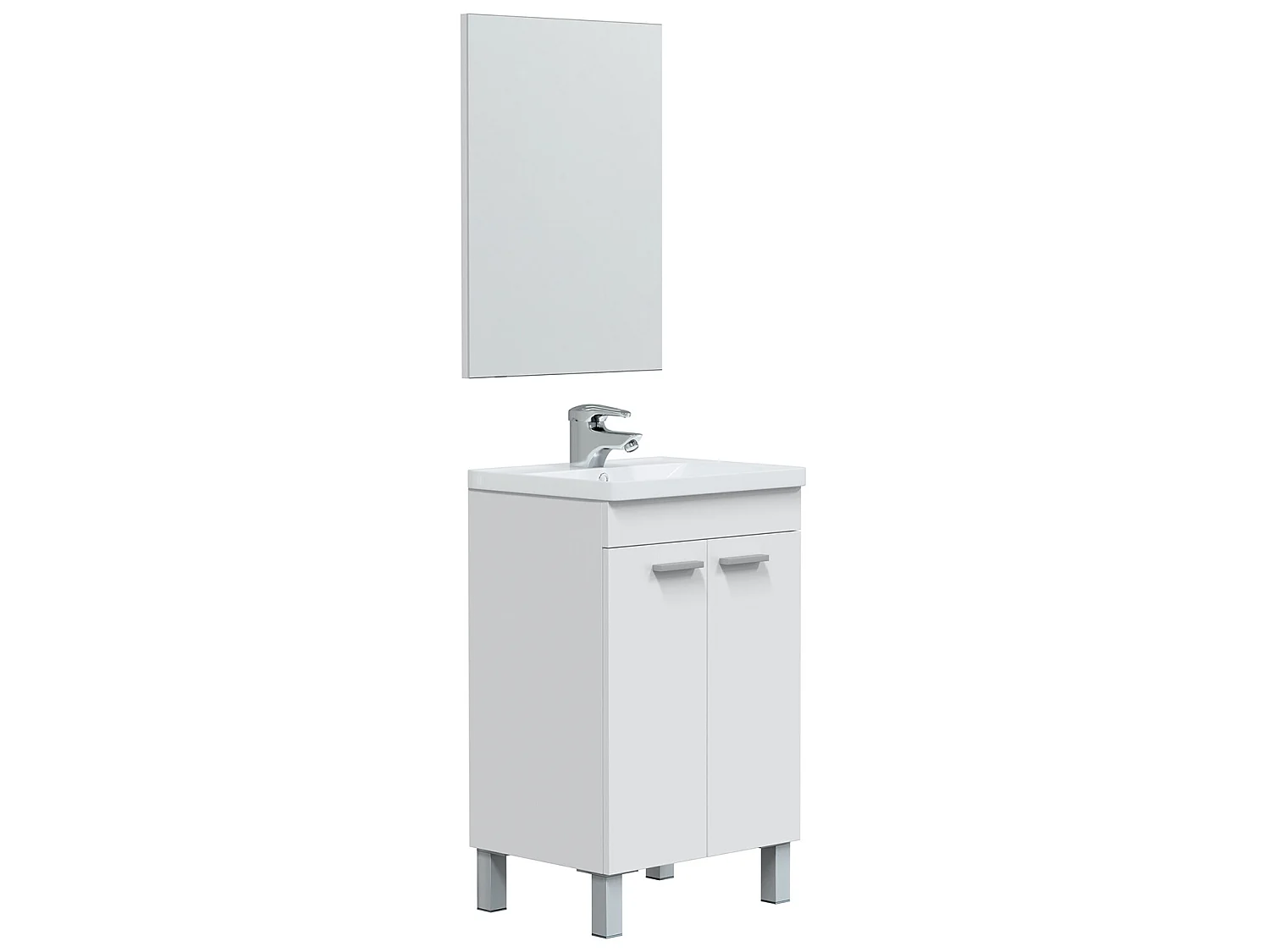 Mueble de baño Levis 2 puertas con espejo, sin lavabo, Color Blanco brillo