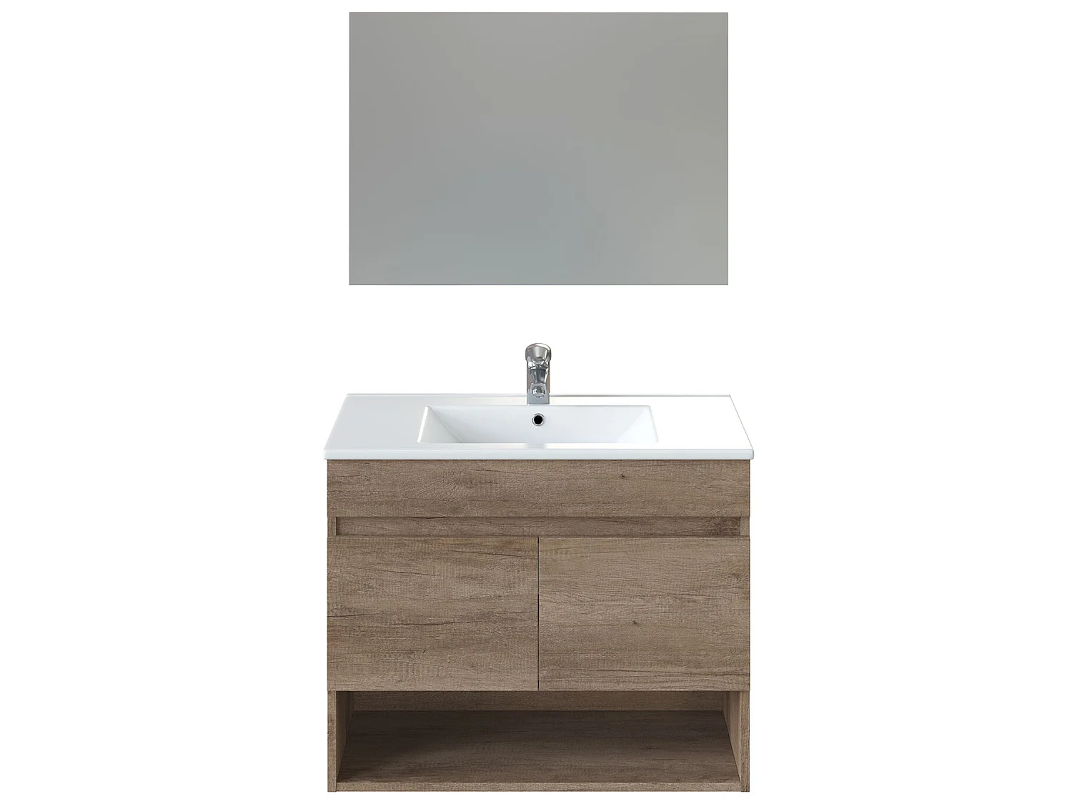 Mueble de baño Clara suspendido 2 puertas con espejo, sin lavabo, Color Nordik