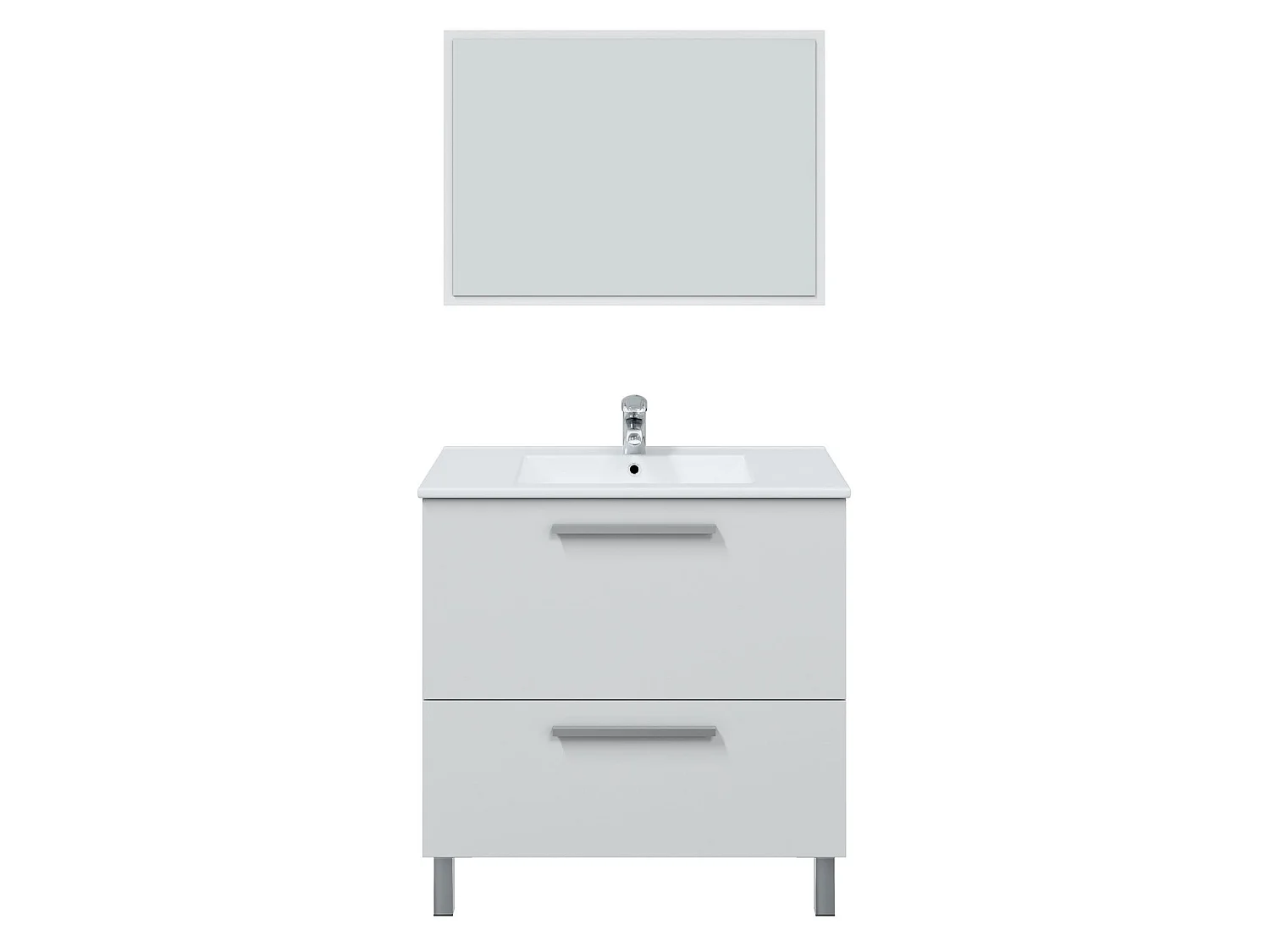 Mueble de baño Luis 1 cajón 1 puerta con espejo, sin lavabo, Color Blanco brillo