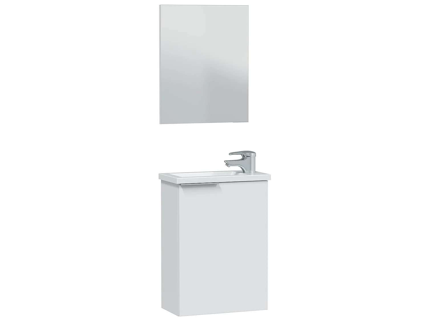 Mueble de baño Elsa 1 puerta, espejo y con lavabo, Color Blanco brillo