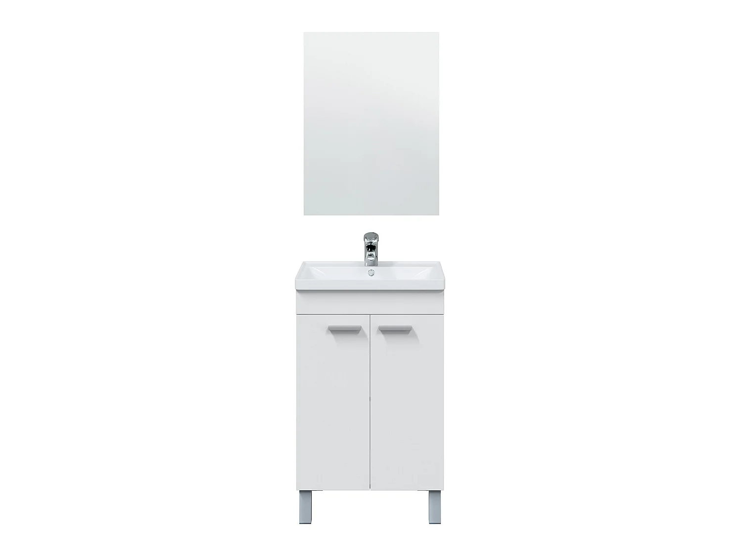 Mueble de baño Levis 2 puertas, espejo y con lavabo, Color Blanco brillo