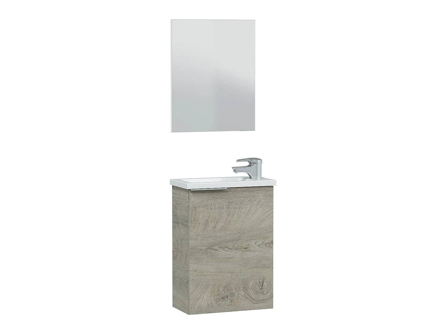 Mueble de baño Elsa 1 puerta, espejo y con lavabo, Color Alaska