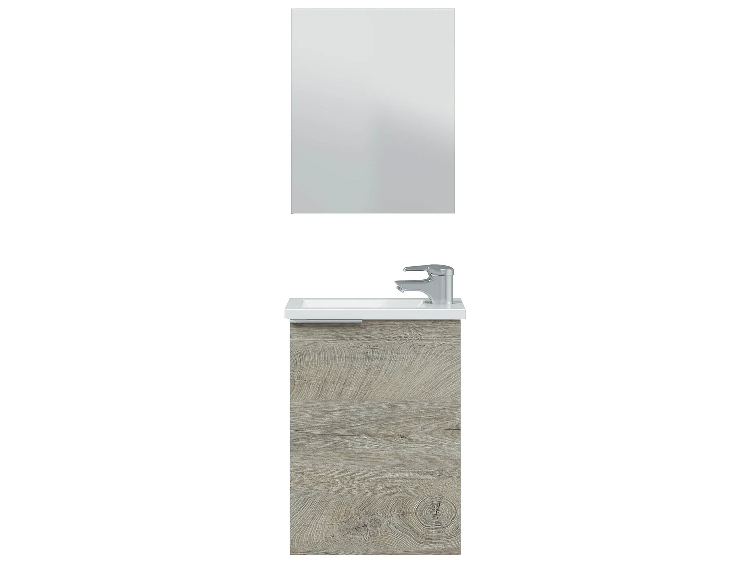 Mueble de baño Elsa 1 puerta, espejo y con lavabo, Color Alaska