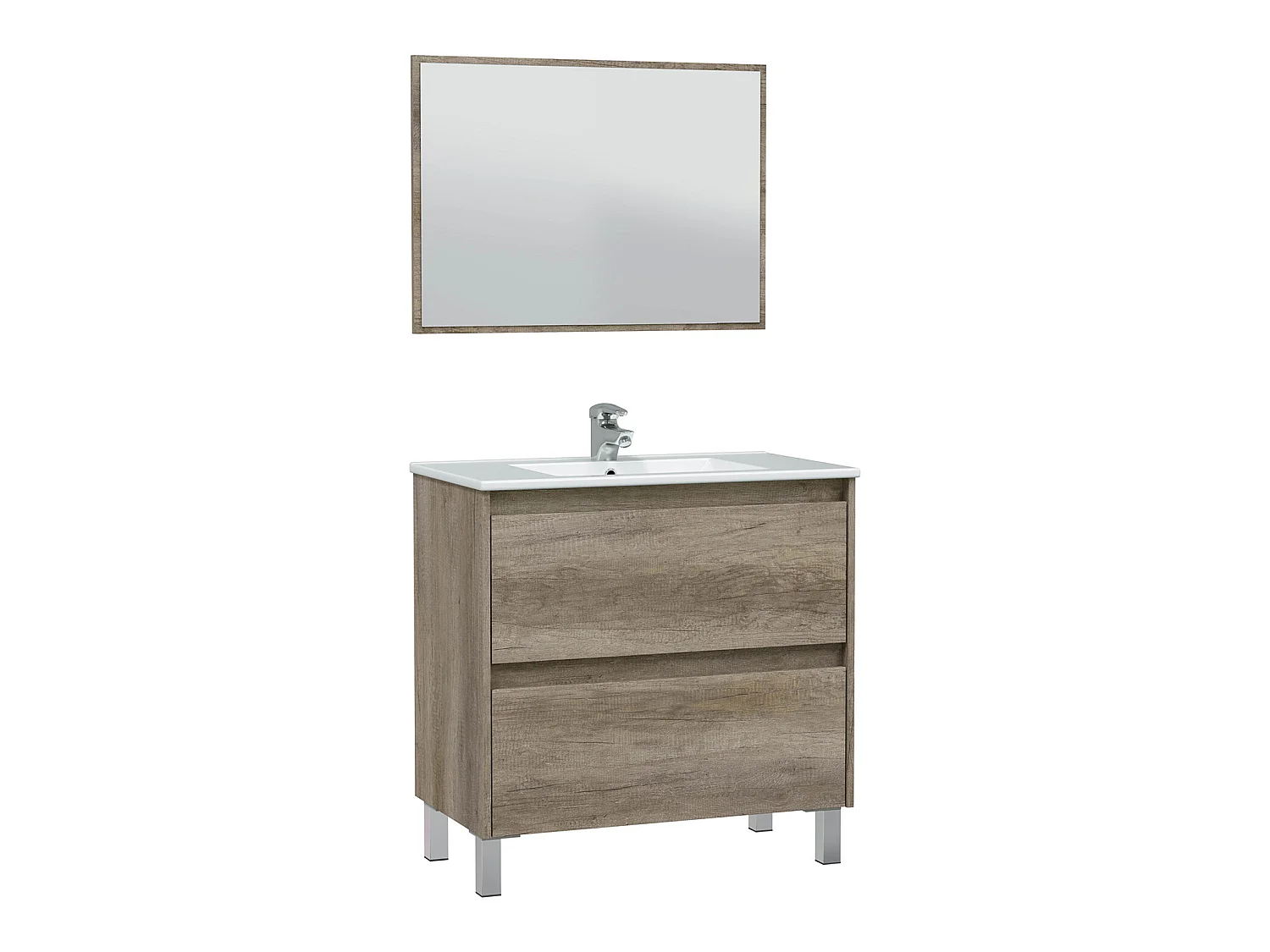 Mueble de baño Devin 2 cajones con espejo, sin lavabo, Color Nordik