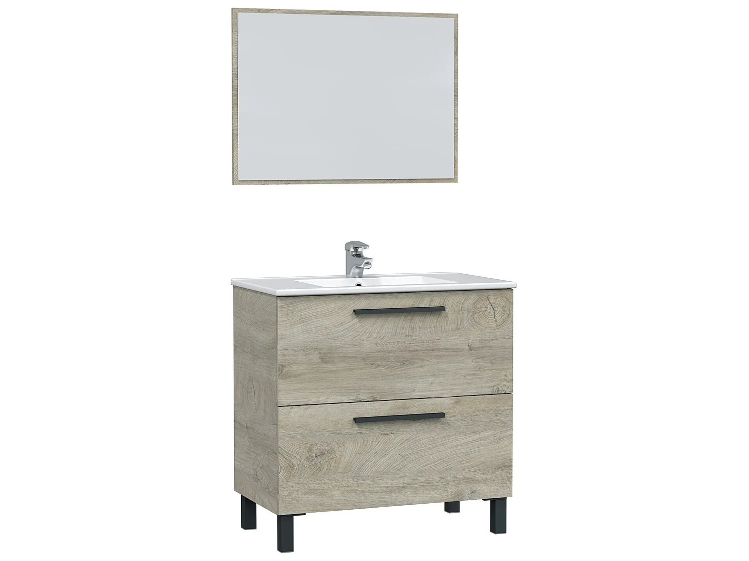 Mueble de baño Alise 2 cajones con espejo, sin lavabo, Color Alaska