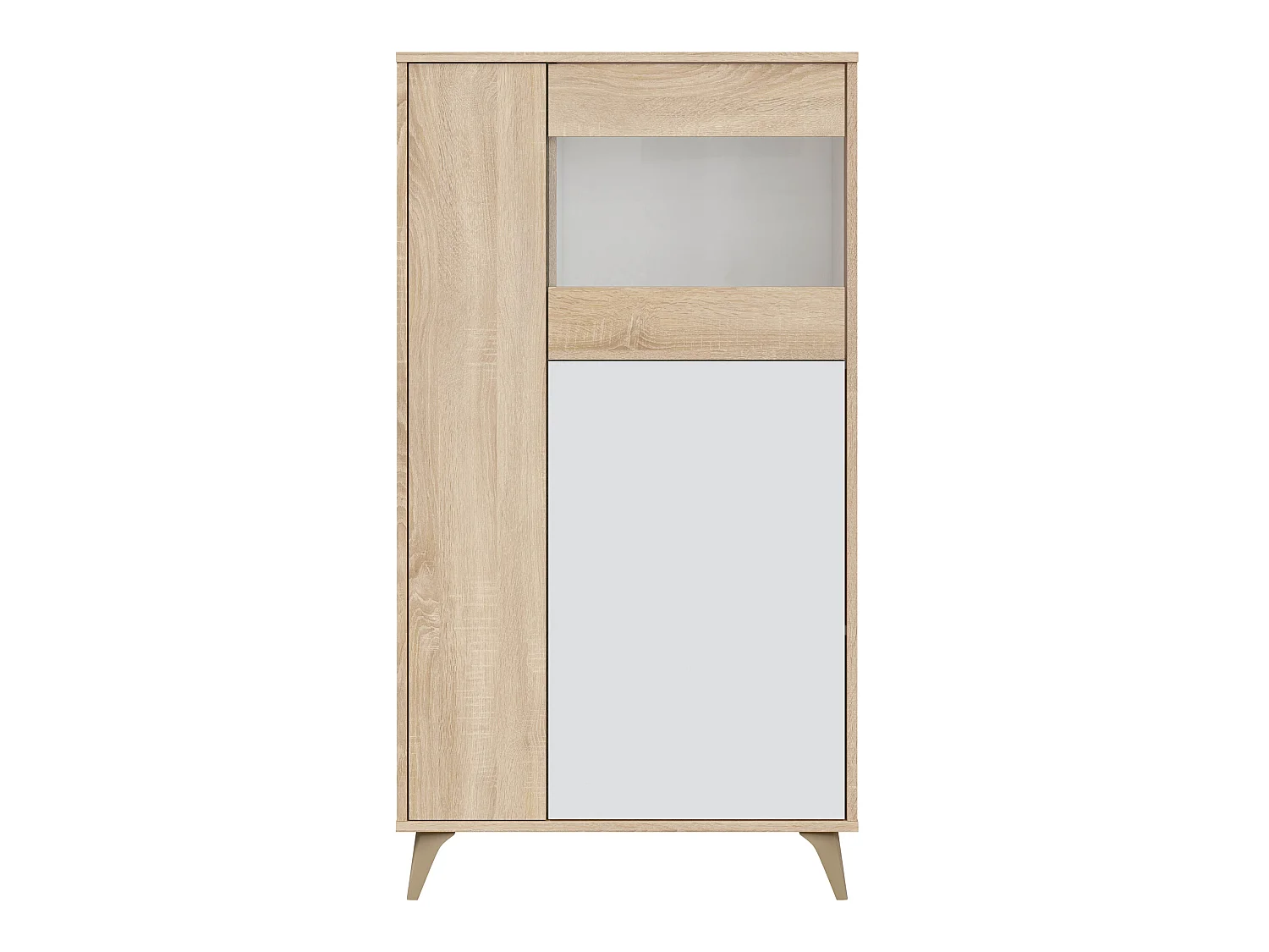 Vitrina 3 Puertas Kiko Color Roble/Blanco, Armario Auxiliar o Librería
