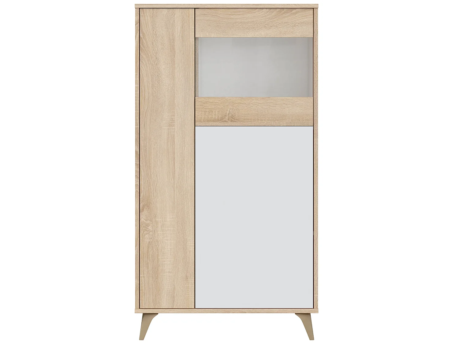 Vitrina 3 Puertas Kiko Color Roble/Blanco, Armario Auxiliar o Librería
