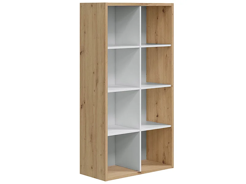 Libreria soggiorno Cubic 8 fori, colore rovere e bianco