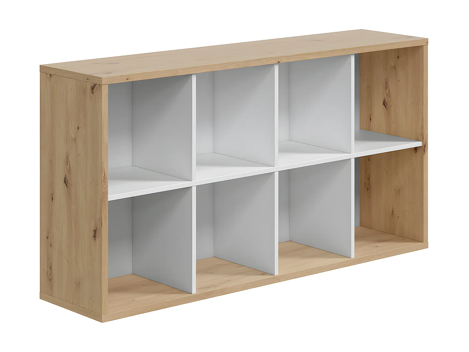 Libreria soggiorno Cubic 8 fori, colore rovere e bianco