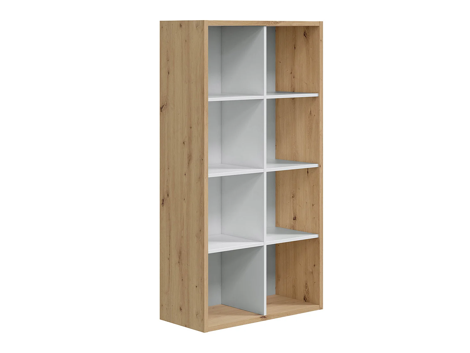 Estantería Cubic 8 huecos, color roble y blanco