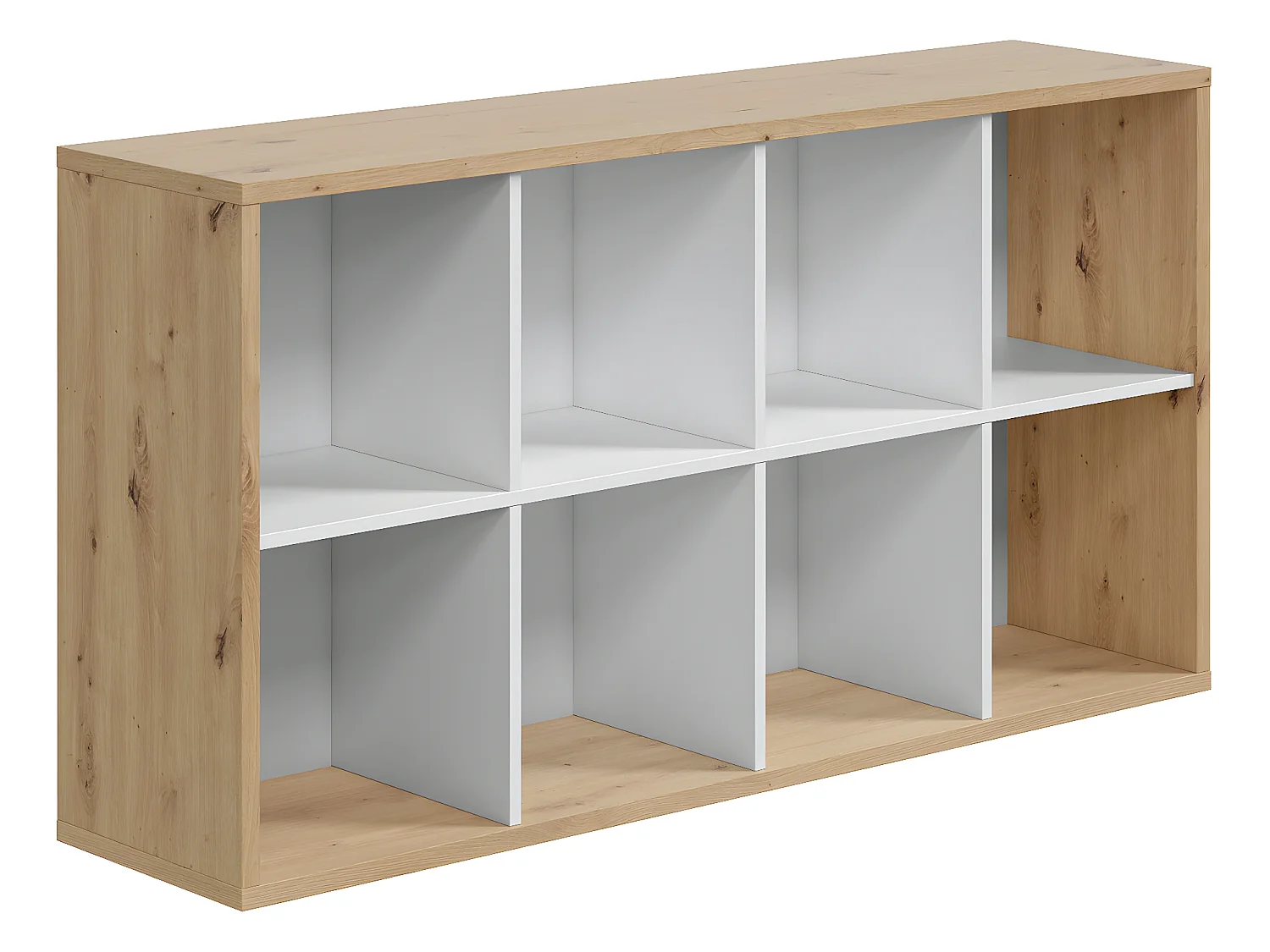 Estantería Cubic 8 huecos, color roble y blanco