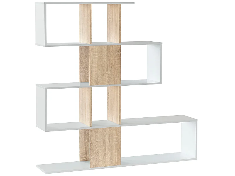 Estantería Librería Zeta Color Blanco/Roble 10 Huecos, para Salón o Comedor