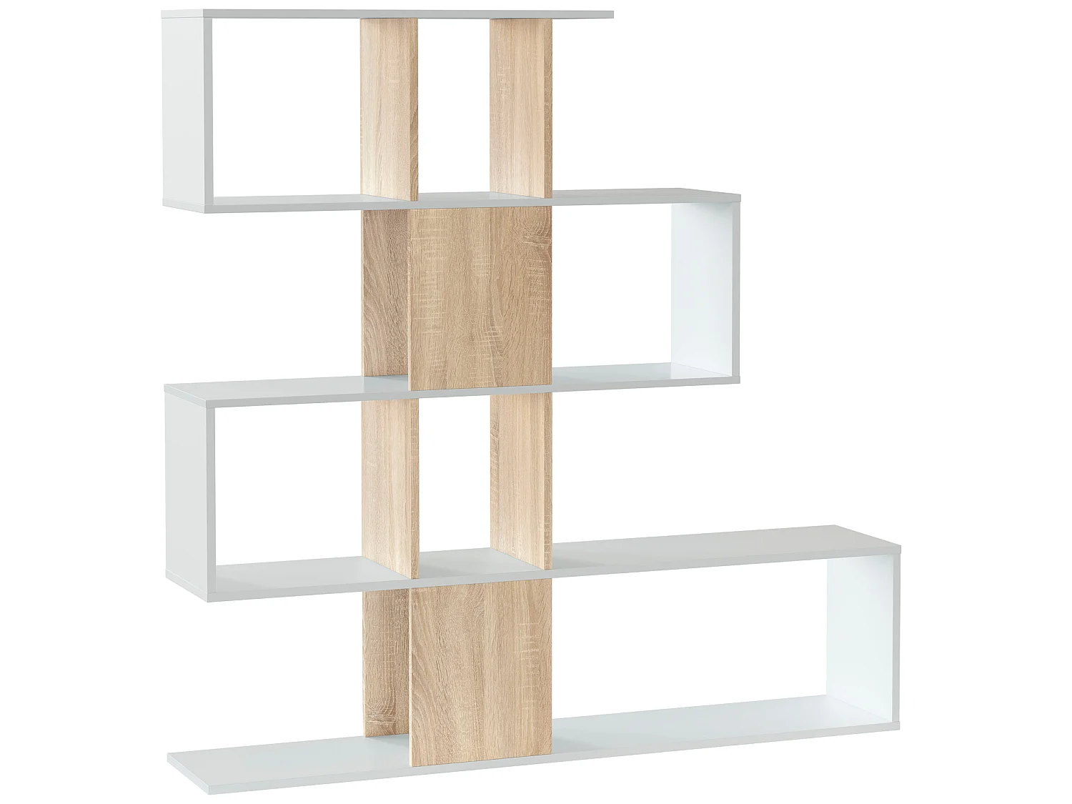 Estantería Librería Zeta Color Blanco/Roble 10 Huecos, para Salón o Comedor