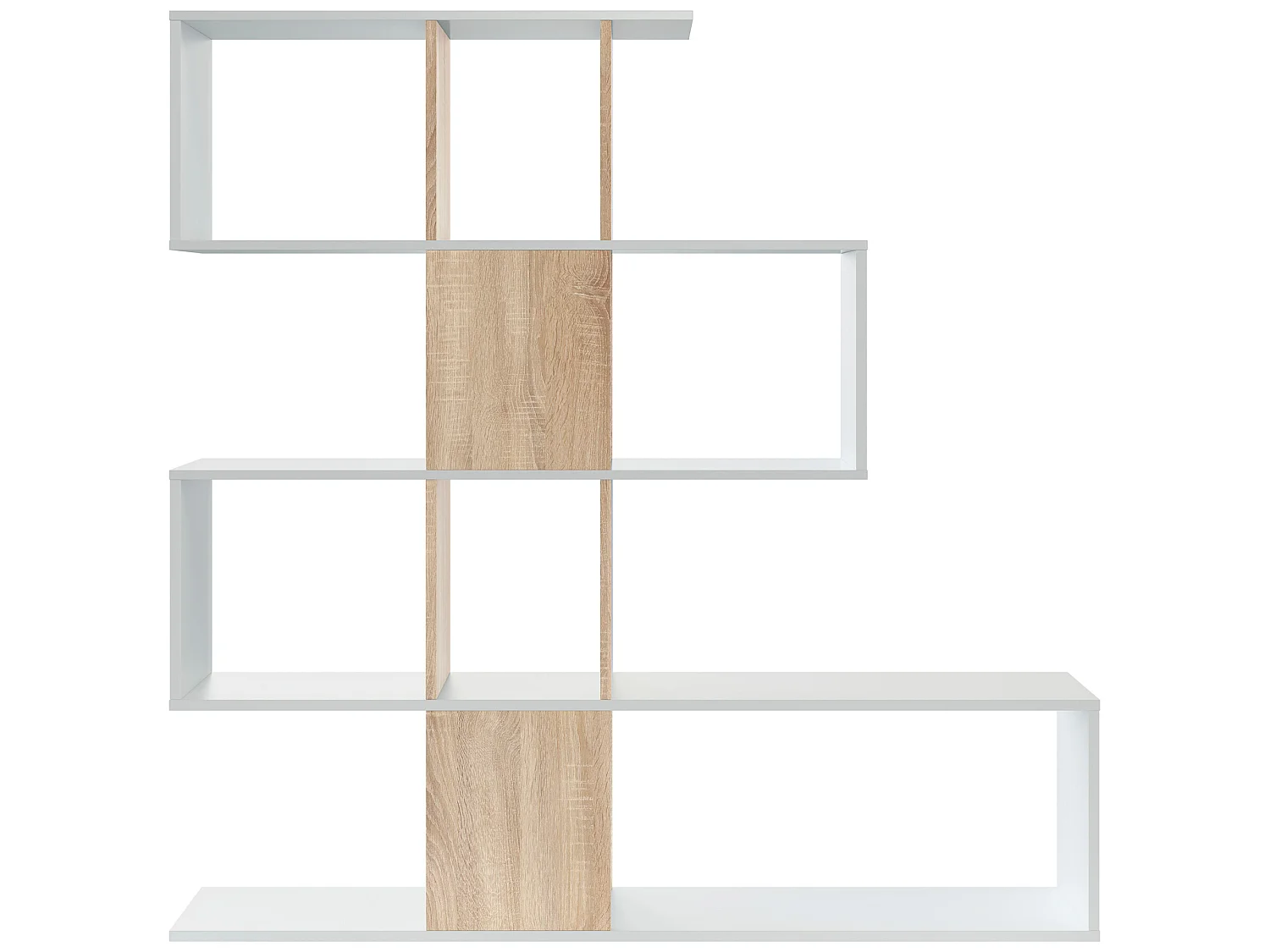 Estantería Librería Zeta Color Blanco/Roble 10 Huecos, para Salón o Comedor